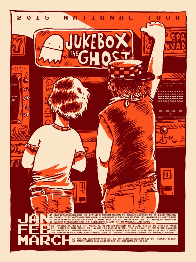 Jukebox The Ghost National Tour Red Variant Poster, 2015 Unitus